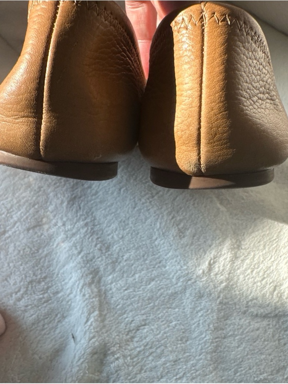 Tory Burch Tan Leather Ballet Flats with Gold Logo - Picture 7 of 8